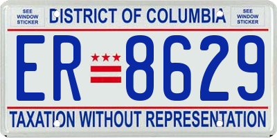 DC license plate ER8629