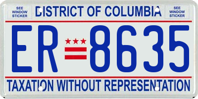 DC license plate ER8635