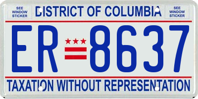 DC license plate ER8637