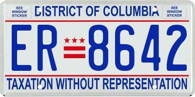DC license plate ER8642