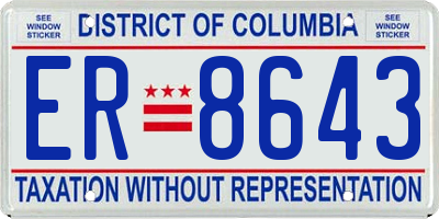 DC license plate ER8643