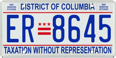 DC license plate ER8645