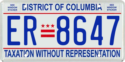 DC license plate ER8647