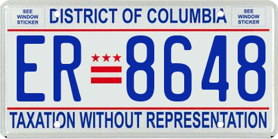 DC license plate ER8648