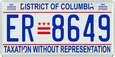 DC license plate ER8649