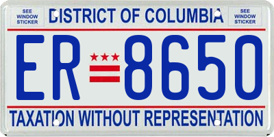 DC license plate ER8650