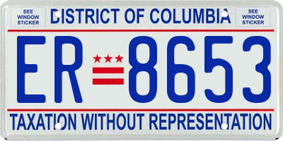 DC license plate ER8653