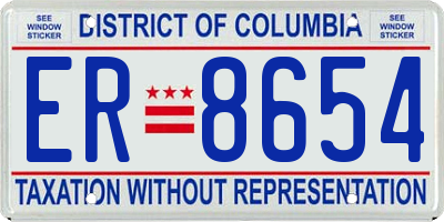 DC license plate ER8654