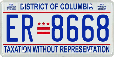 DC license plate ER8668