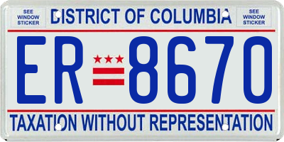 DC license plate ER8670
