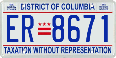 DC license plate ER8671