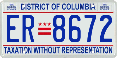 DC license plate ER8672