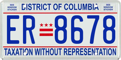 DC license plate ER8678