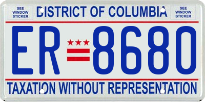 DC license plate ER8680