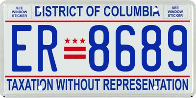 DC license plate ER8689