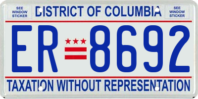 DC license plate ER8692