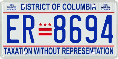 DC license plate ER8694