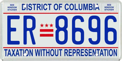 DC license plate ER8696