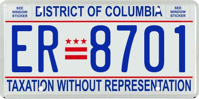 DC license plate ER8701