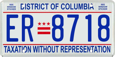 DC license plate ER8718