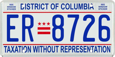 DC license plate ER8726