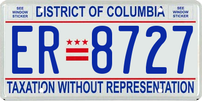 DC license plate ER8727