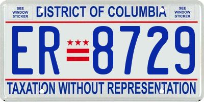DC license plate ER8729