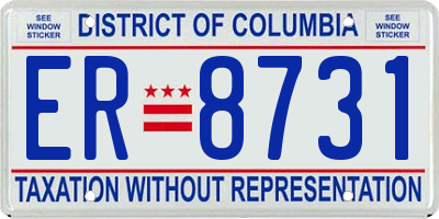 DC license plate ER8731