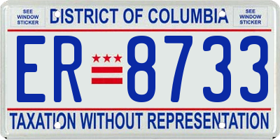 DC license plate ER8733