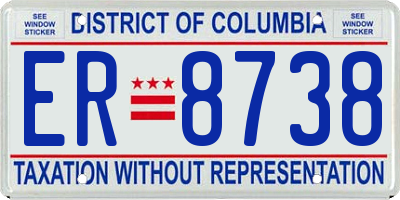 DC license plate ER8738