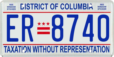 DC license plate ER8740