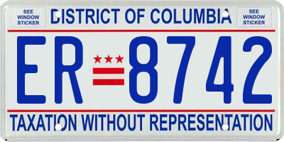 DC license plate ER8742
