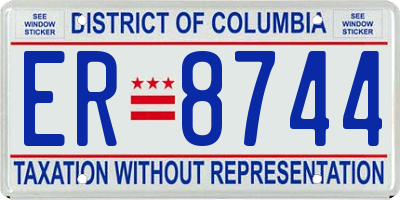DC license plate ER8744