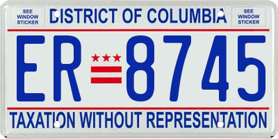 DC license plate ER8745