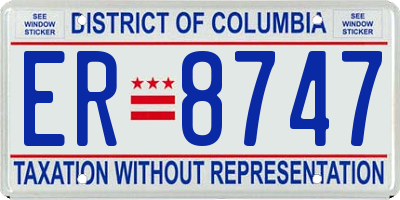 DC license plate ER8747