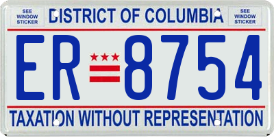 DC license plate ER8754