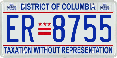 DC license plate ER8755