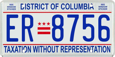 DC license plate ER8756