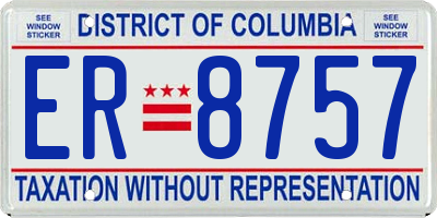 DC license plate ER8757
