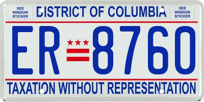 DC license plate ER8760