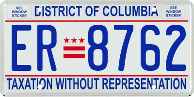 DC license plate ER8762
