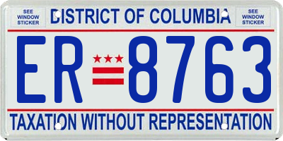 DC license plate ER8763