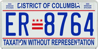 DC license plate ER8764