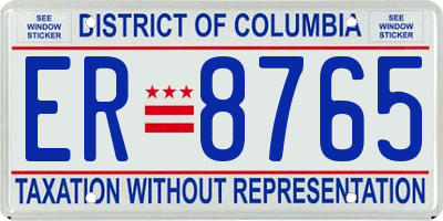DC license plate ER8765
