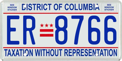 DC license plate ER8766