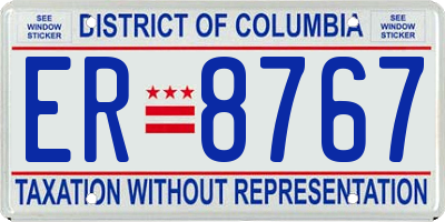 DC license plate ER8767