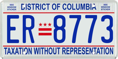 DC license plate ER8773