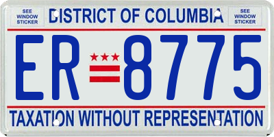 DC license plate ER8775