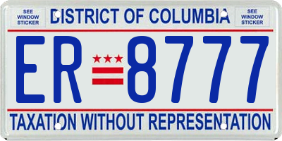 DC license plate ER8777