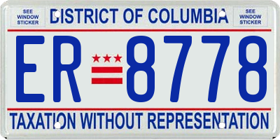 DC license plate ER8778